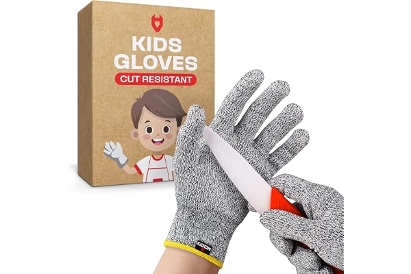NoCry Cut Resistant Gloves for Kids, XS (8-12 Years) - High Performance Level 5 Protection, Food Grade. Free Ebook Included!