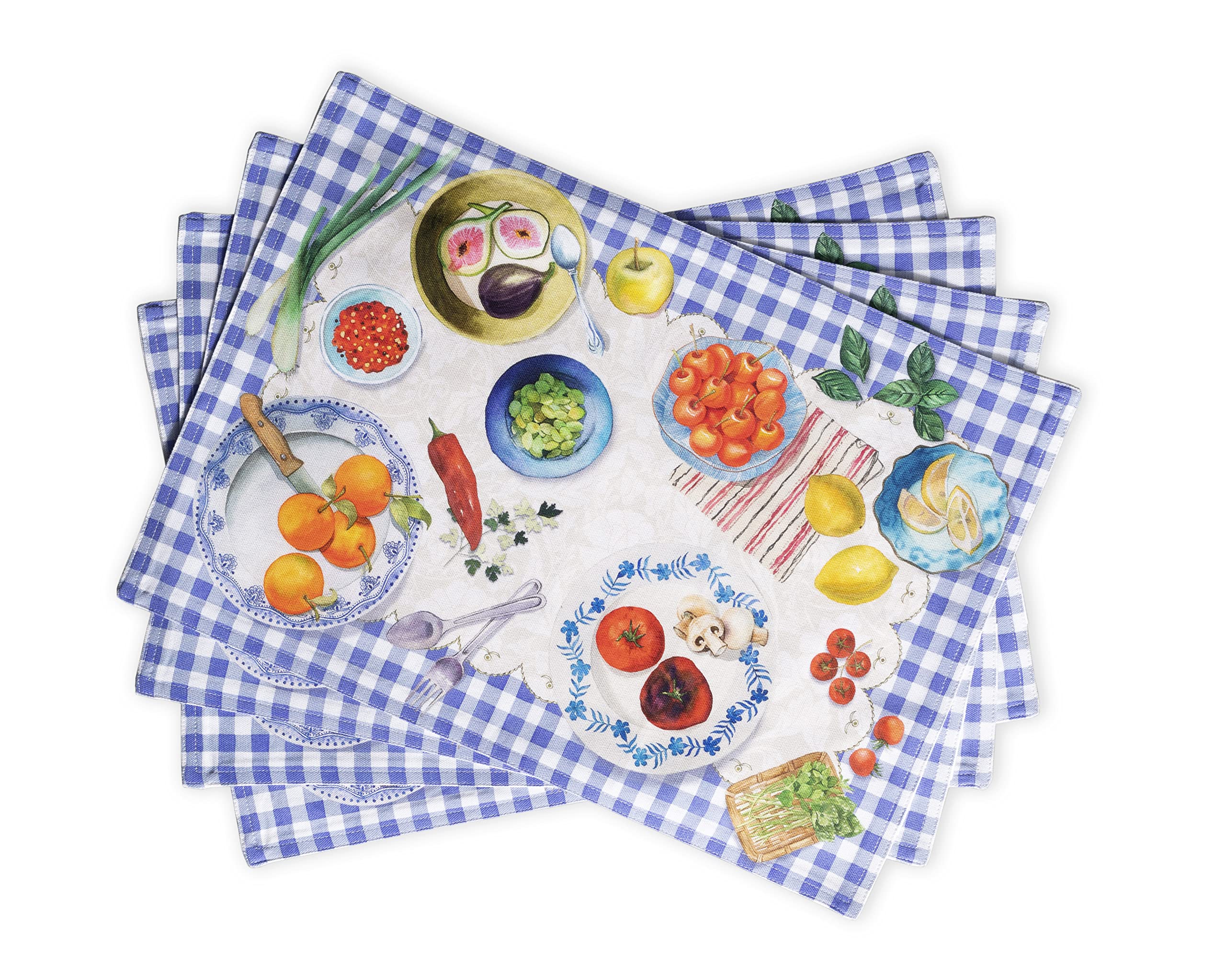 Maison d' Hermine Placemats Set of 4 100% Cotton Washable Reusable Table Mats for Home Kitchen Dining Party Wedding Restaurant Gifts for Mothers Day (Gourmand, 33 CM x 48 CM)