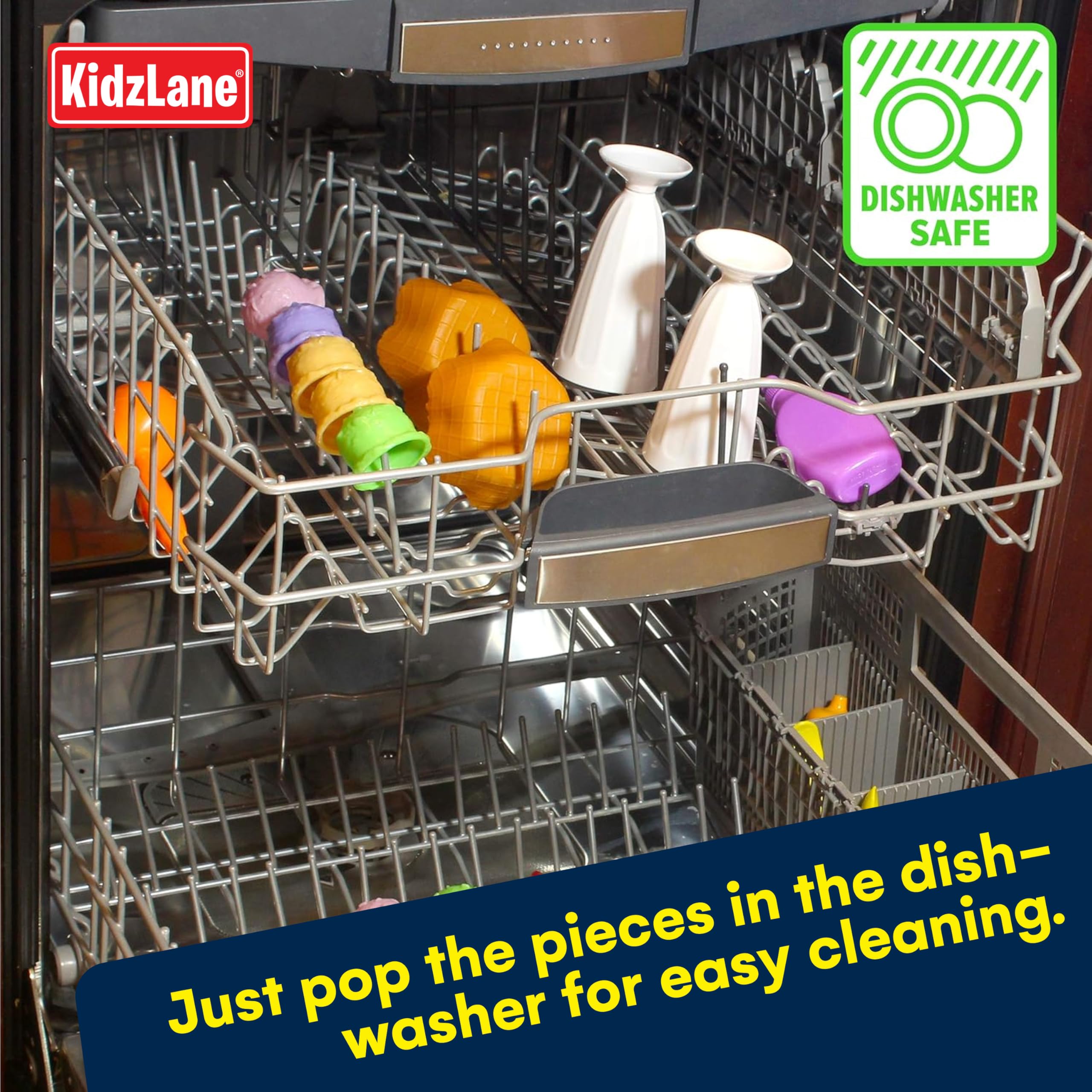 Kidzlane 34 Piece Ice Cream Play Set - Color Changing Scoops and Toppings - Fun Toddler Pretend Play Toy for Kids - Includes Cones, Cups, and Accessories for Ages 3 and Up