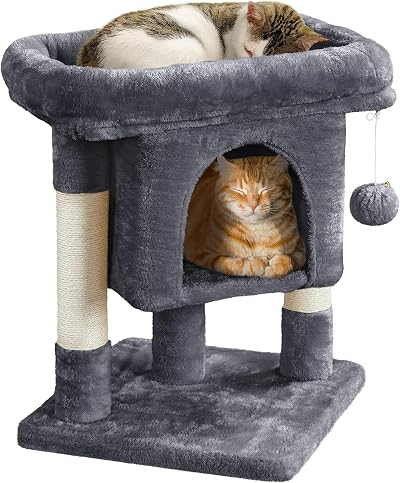 Yaheetech 59cm Basic Cat Tree Tower with Perches Condo and Ball Dark Grey