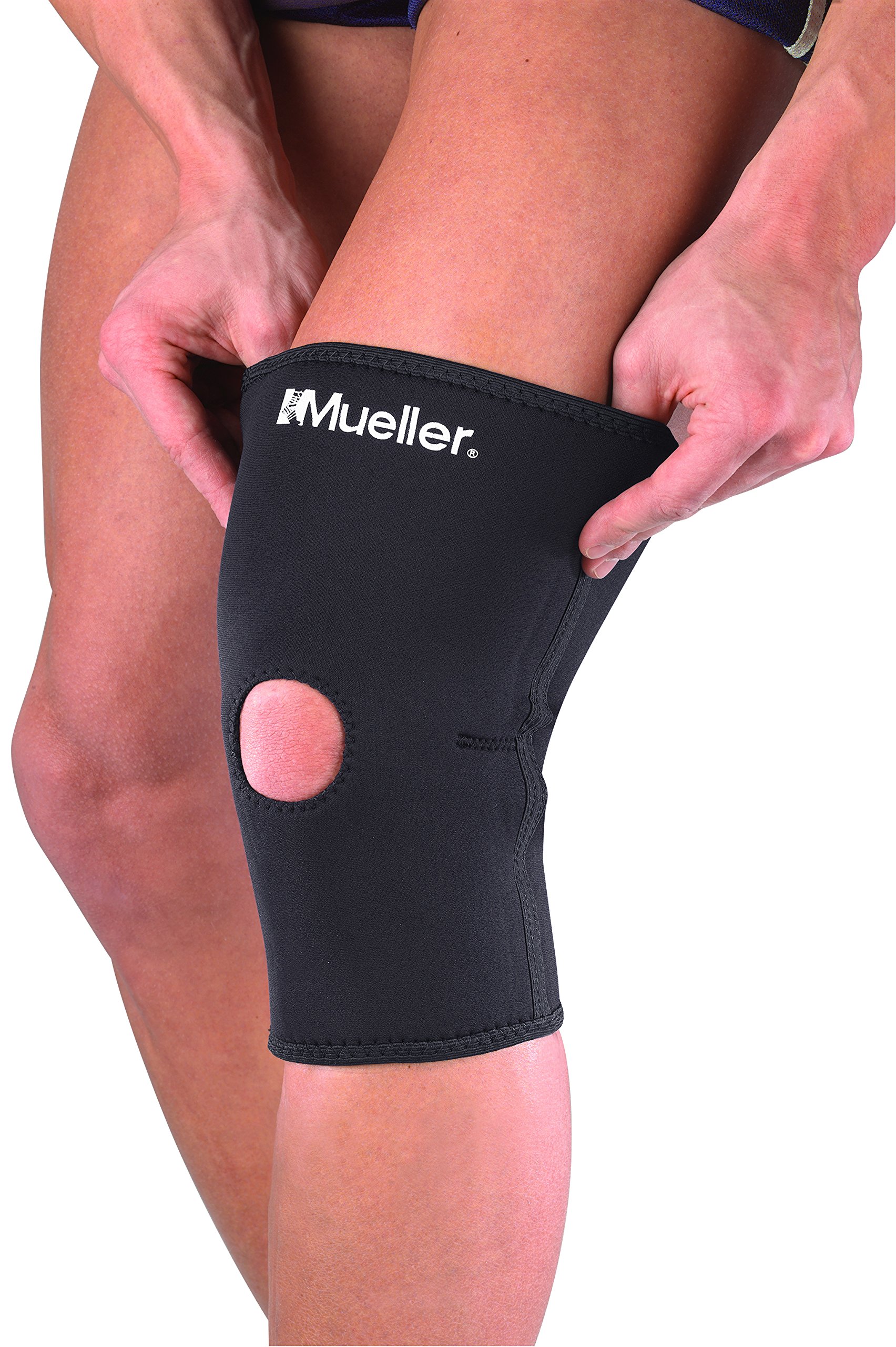 Mueller Sports Support Knee Sleeve Open Patella - Black, Medium