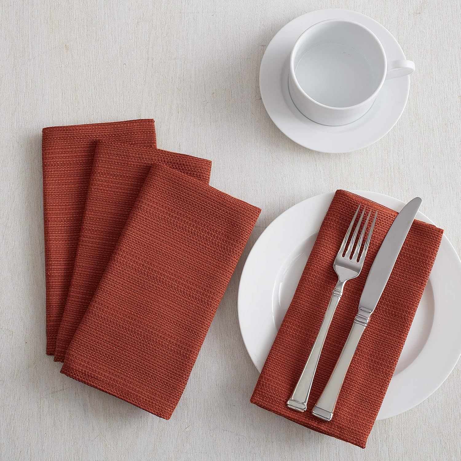 Textured Fabric Set of 4 Napkins (18" x 18" Napkin Set of 4, Bison): Home & Kitchen