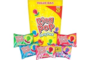Ring Pop Individually Wrapped Bulk Lollipop Variety Party Pack – 20 Count Lollipop Suckers w/ Assorted Flavors - Fun Candy fo