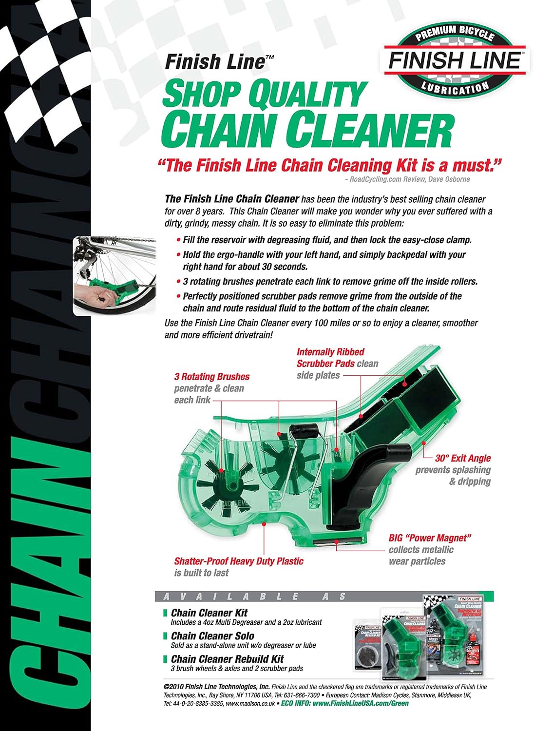 Finish Line Shop Quality Bicycle Chain Cleaner Kit with Lube and Degreaser : Bike Cleaning Tools : Sports & Outdoors