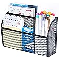 DALTACK Magnetic Pencil Holder Magnetic Shelf for the Whiteboard 3-Grid Mesh Magnetic Pen Holder for Refrigerator Magnetic Organizer Locker Accessories Organizer for Home, School and Office, Black
