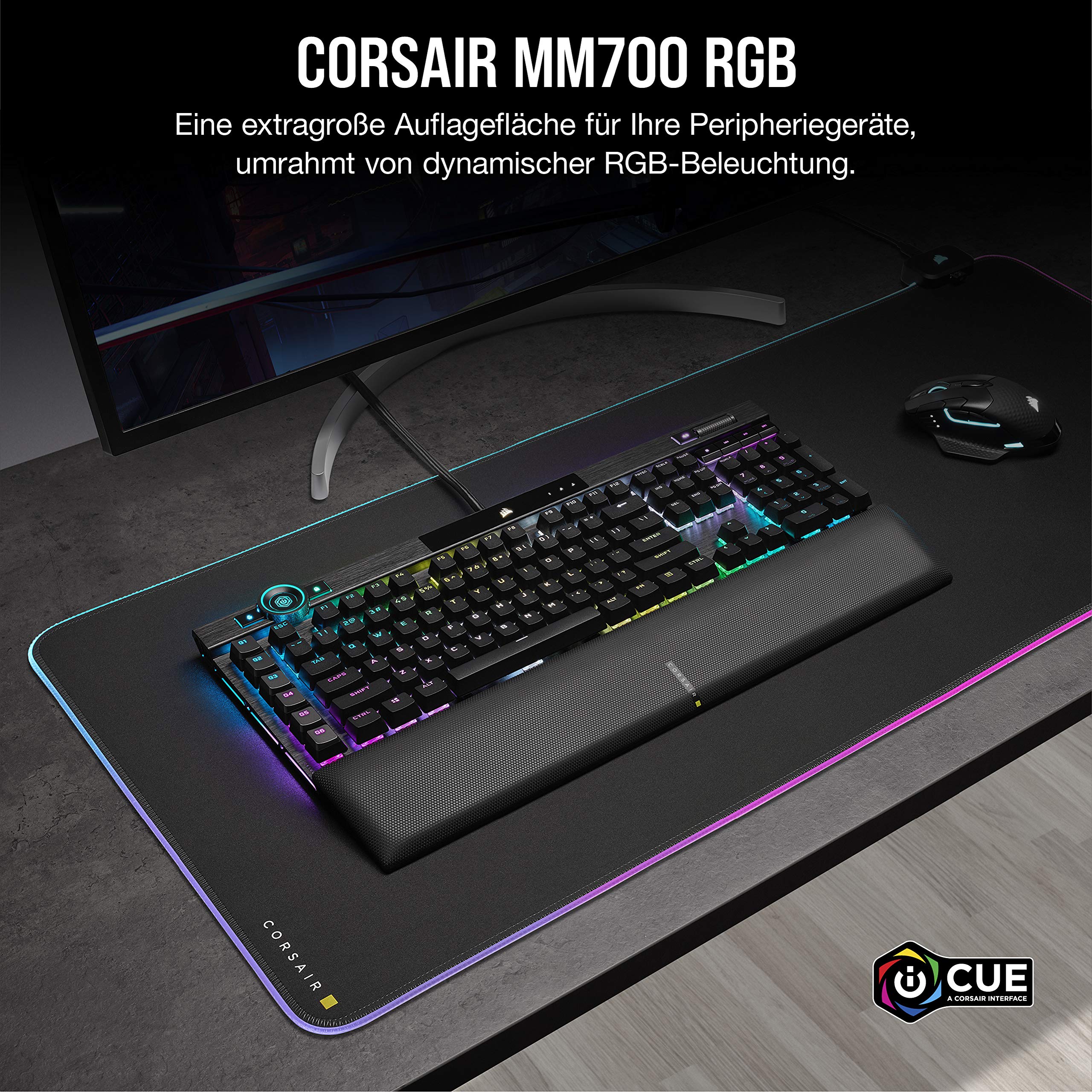 Corsair MM700 RGB Cloth Gaming-Mauspad - Extended 930mm x 400mm - Schwarz 3