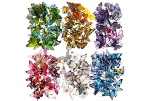 COMNICO 240PCS Butterfly Stickers, PET Waterproof Transparent Colorful Resin Decals Decorative for Nature Scrapbook Planners Laptops DIY Handbook Paper Crafts