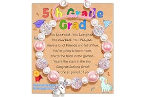 Parma77 2025 Kindergarten/Preschool/5th Grade Graduation Gifts, Adjustable Unicorn Bracelet with Pearl & Rhinestone Ball, Graduation Gifts for Kindergarten Students Daughter Granddaughter Niece