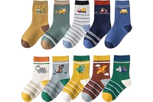 SATKELA Baby Boys Socks 1-10 Years Cotton Crew Dinosaur Car Toddler Socks Cartoon Funny Dress Socks