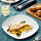 MALACASA 6-Piece Square Porcelain Dinner Plates Set 9.7" Elisa White view 6