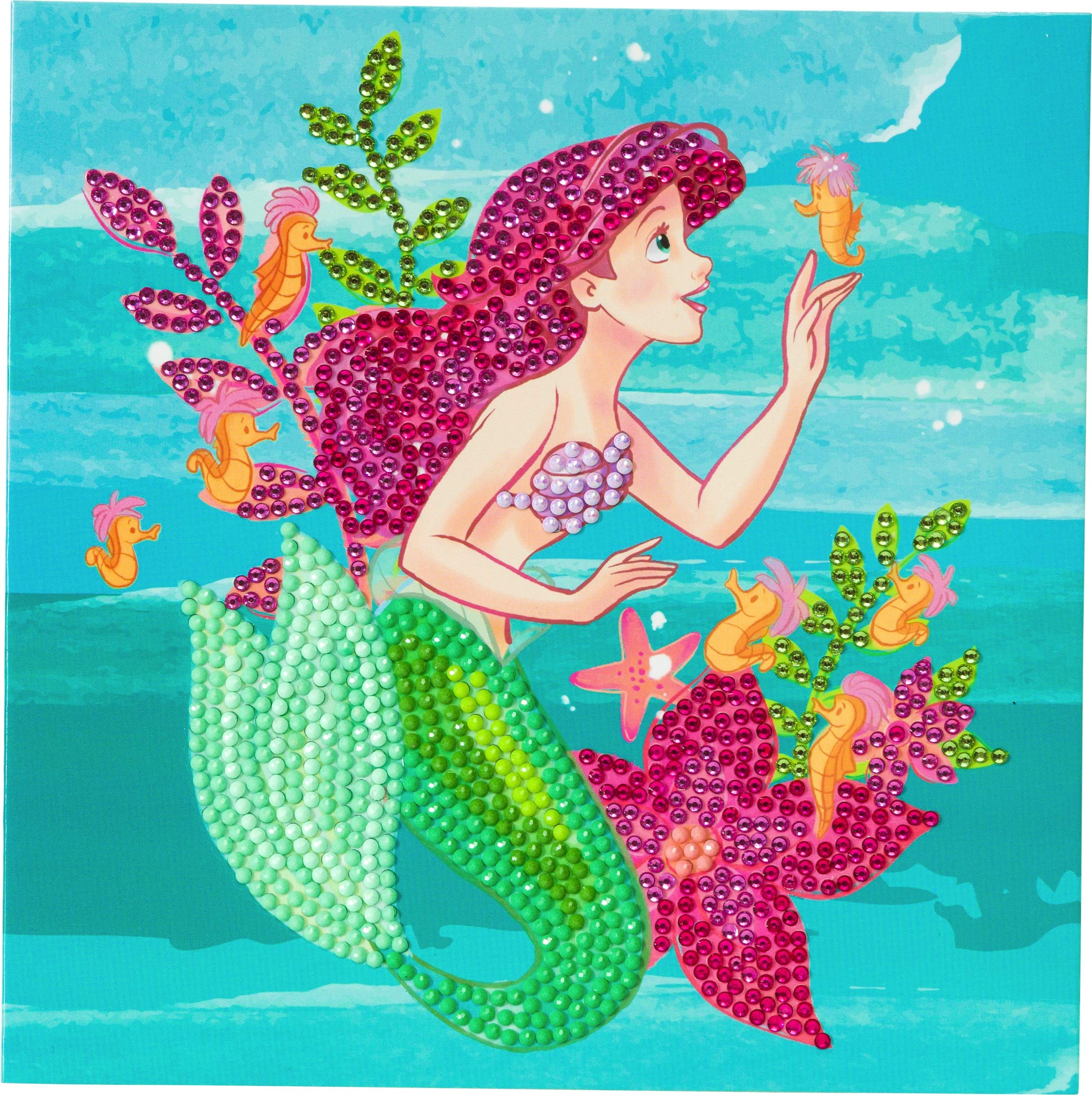 Craft Buddy Crystal Art Disney CCK-DNY803 Ariel, 18x18cm Crystal Art Card, Multicolour