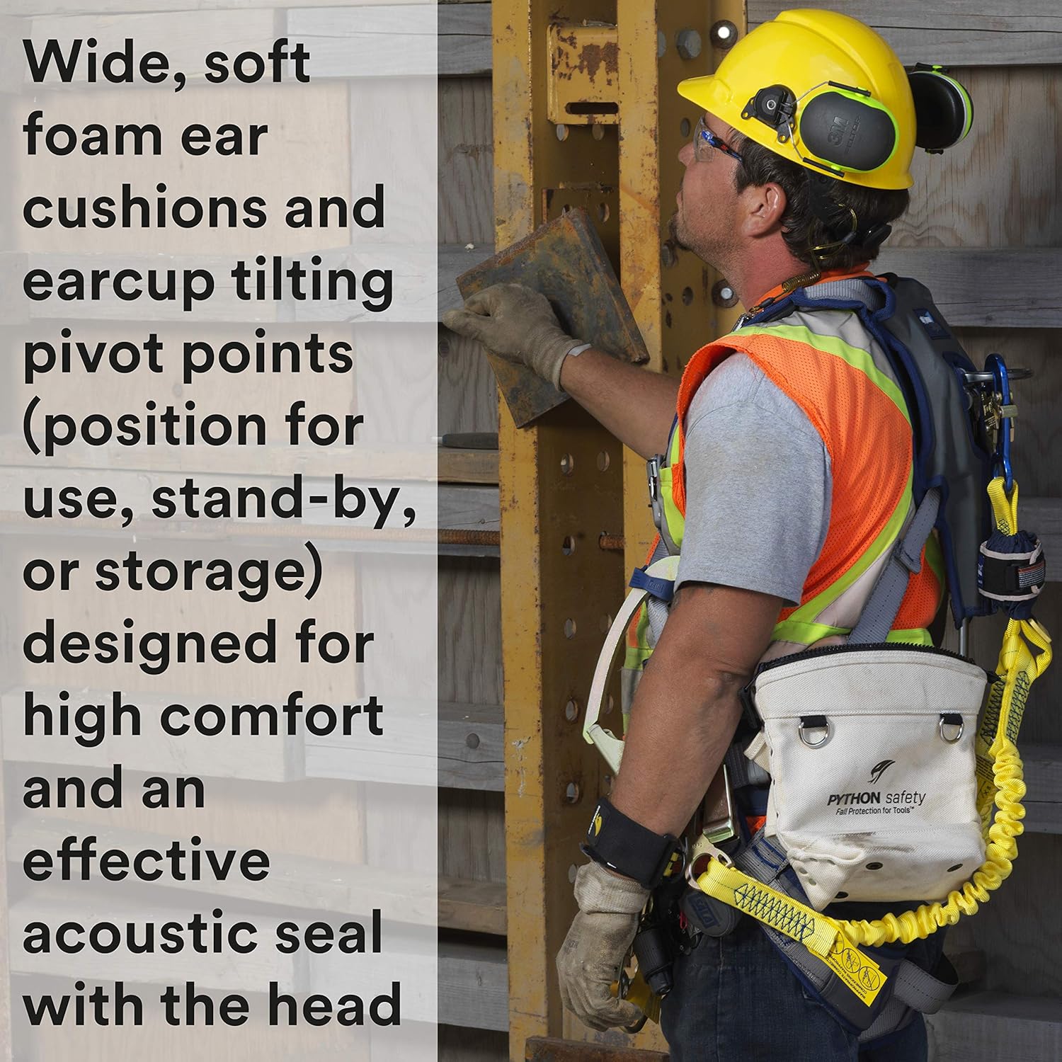 3M - 93045937315 Personal Protective Equipment Peltor Ear Muffs, Noise Protection, Hard Hat Attachment, NRR 25 dB, Construction, Manufacturing, Maintenance, Automotive, Woodworking, Heavy Engineering, Mining, X4P3E, Black/Chartreuse: Safety Ear Muffs: Industrial & Scientific