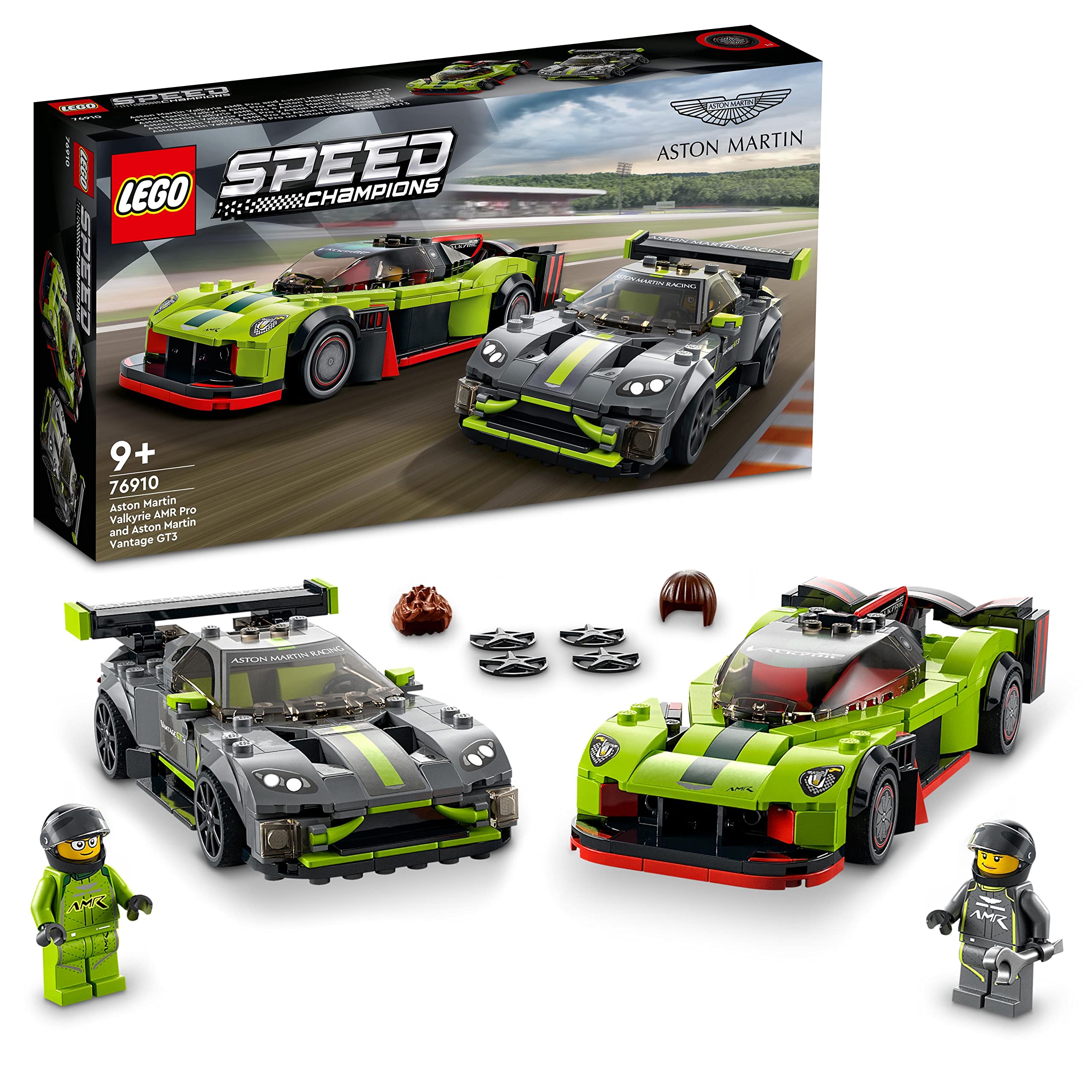 LEGO 76910 Speed Champions Aston Martin Valkyrie AMR Pro & Vantage GT3, 2 Race Car Toys, Collectible Car Models Set, 2022 Collection Model Building Kit