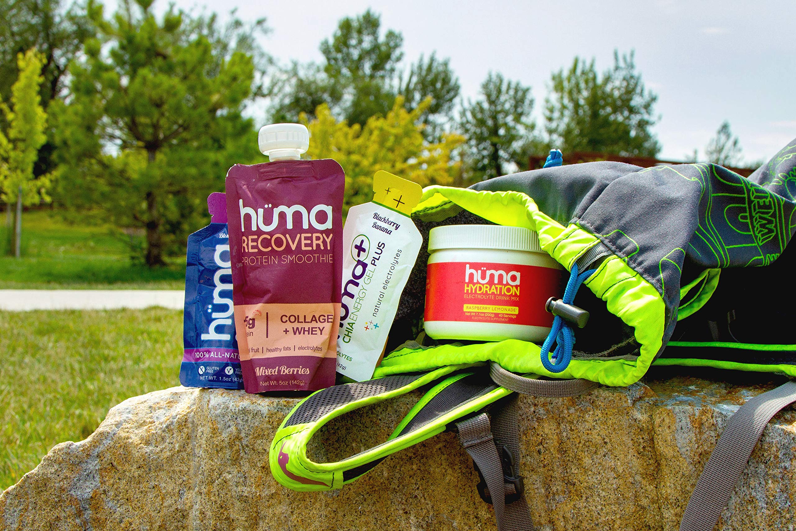 Huma Recovery Protein Smoothie, 12 Pouches – 15g Collagen + Whey Post Workout Recovery Drink – Ready-to-Drink Protein Shake with Real Fruit, Electrolytes, Healthy Fats