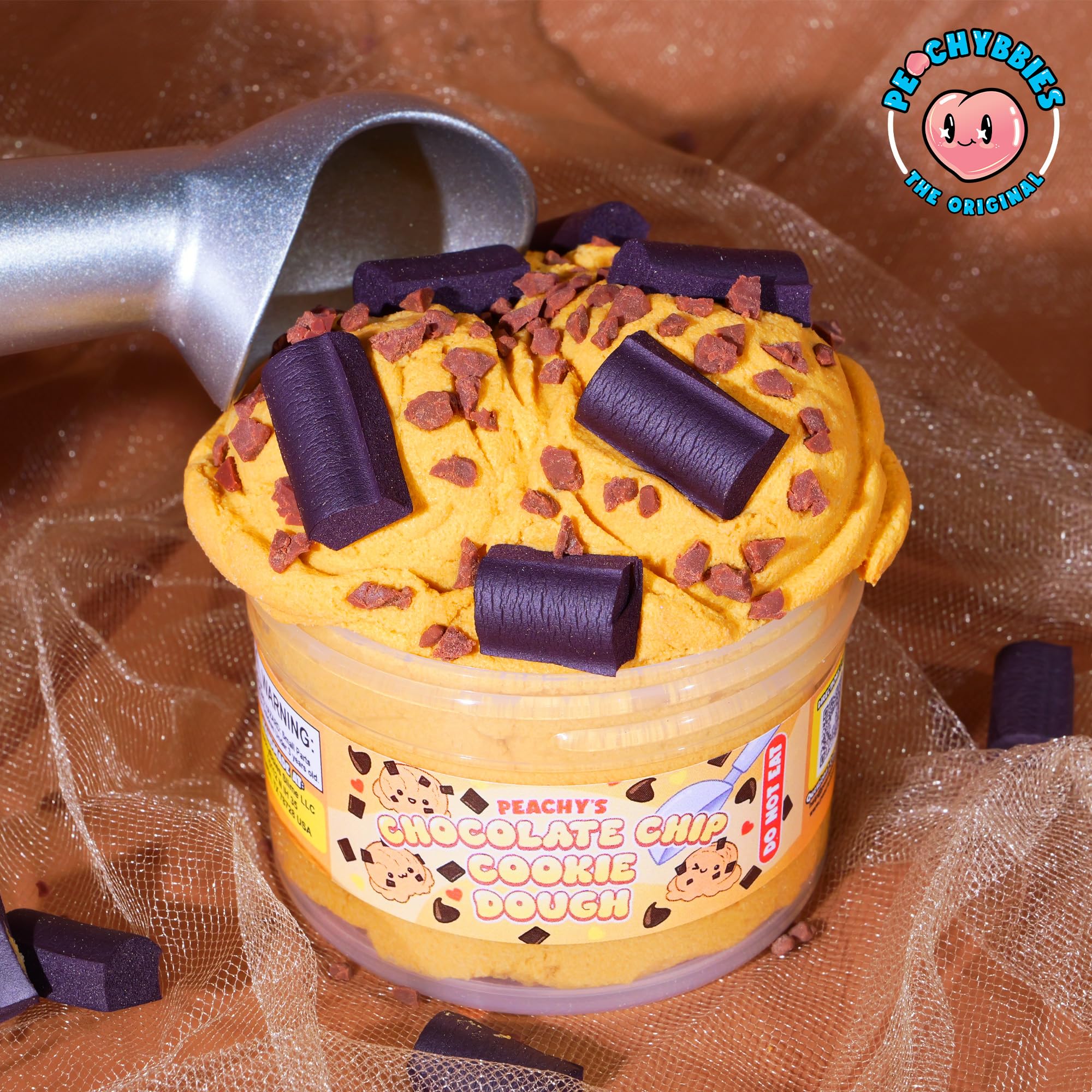 Peachybbies Slime Chocolate Chip Cookie Dough Cloud Slime - Made in USA Premium, 100% Authentic, 7 oz., Scented for Kids, ASMR, Axolotl Gifts, Fidget Toys