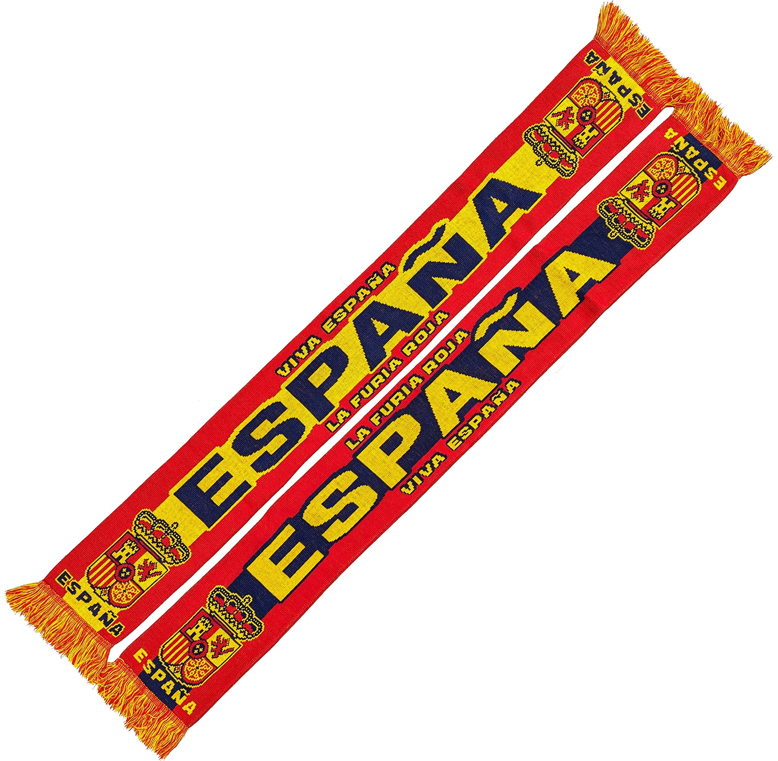 Generisch SPANIEN/ESPANA Scarf (Knitted Scarf) for European Championship, Football Scarf, Cult Scarf, Souvenir Scarf, Red, Yellow, Blue, 135 cm
