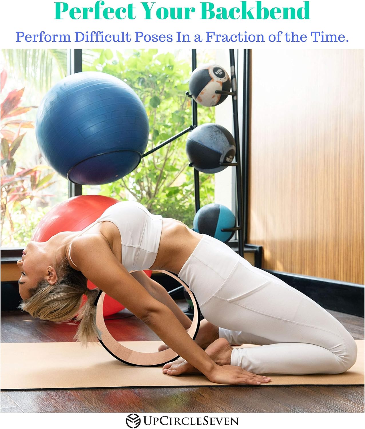 UpCircleSeven Cork Yoga Wheel - [Pro Series] Strongest & Most Comfortable Yoga Prop Wheel - Perfect for Back Pain Stretching & Backbends, 12 x 5 in (Wood) : Sports & Outdoors