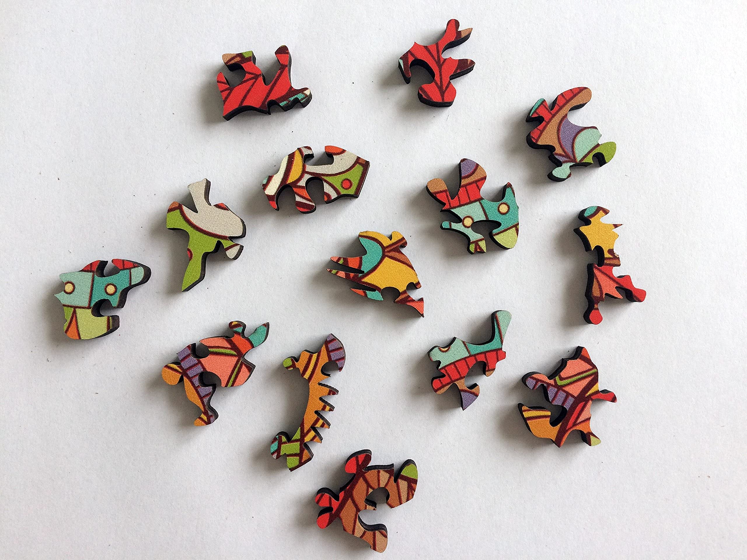 HARTMAZE Wooden Jigsaw Puzzles Colorful Owl HM-04 Small Bird Puzzle 206 Unique Shape Jigsaw Pieces-Beautiful Animal for Adults and 8 Years Age up Teens- Best for Family Game Play Collection.