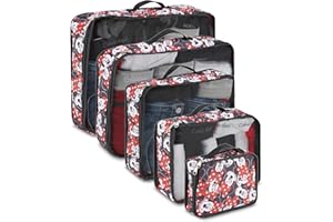 Disney Minnie Mickey Stitch Packing Cubes - Winnie the Pooh, Princess Cinderella, Cars, Toy Story 5 Piece Packing Cubes Compression - Travel Essential - Luggage Suitcase Organizer Set