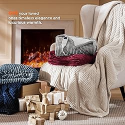 Bedsure Heated Blanket Electric Throw - Soft Ribbed