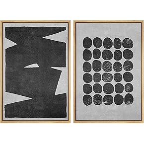 SIGNWIN Framed Wall Art Print Set Black Rectangluar...