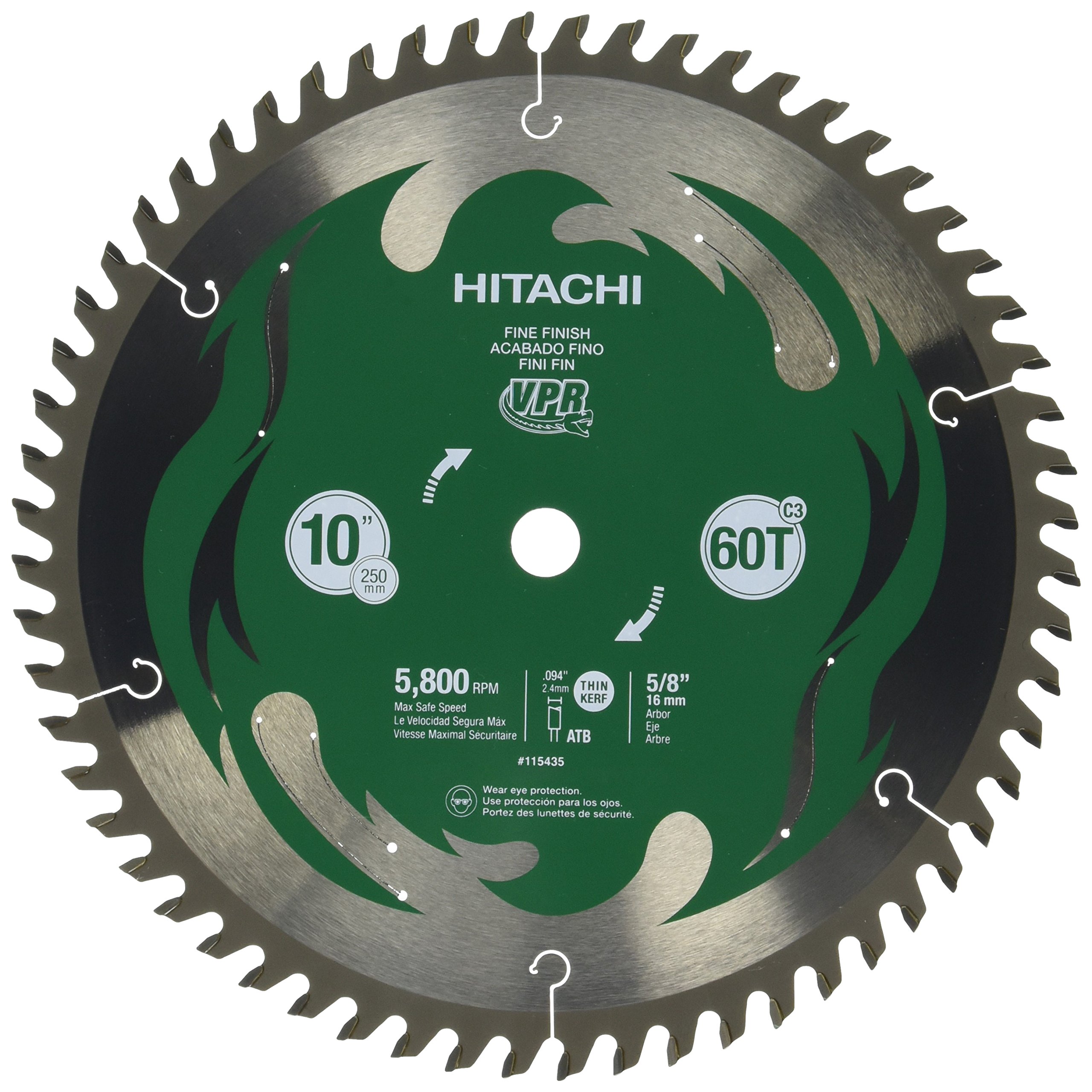 Hitachi 115435 10” 60T Fine Finish VPR Miter Saw Blade 695639410384 eBay