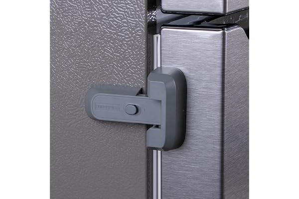 2-Pack Child Proof Fridge Lock with Adhesive - No Tools Required - Refrigerator Lock for Kids - Freezer Latch to Keep Door Cl