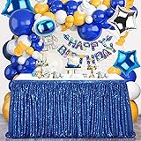 9ft Royal Blue Table Skirts for rectangle Sequin