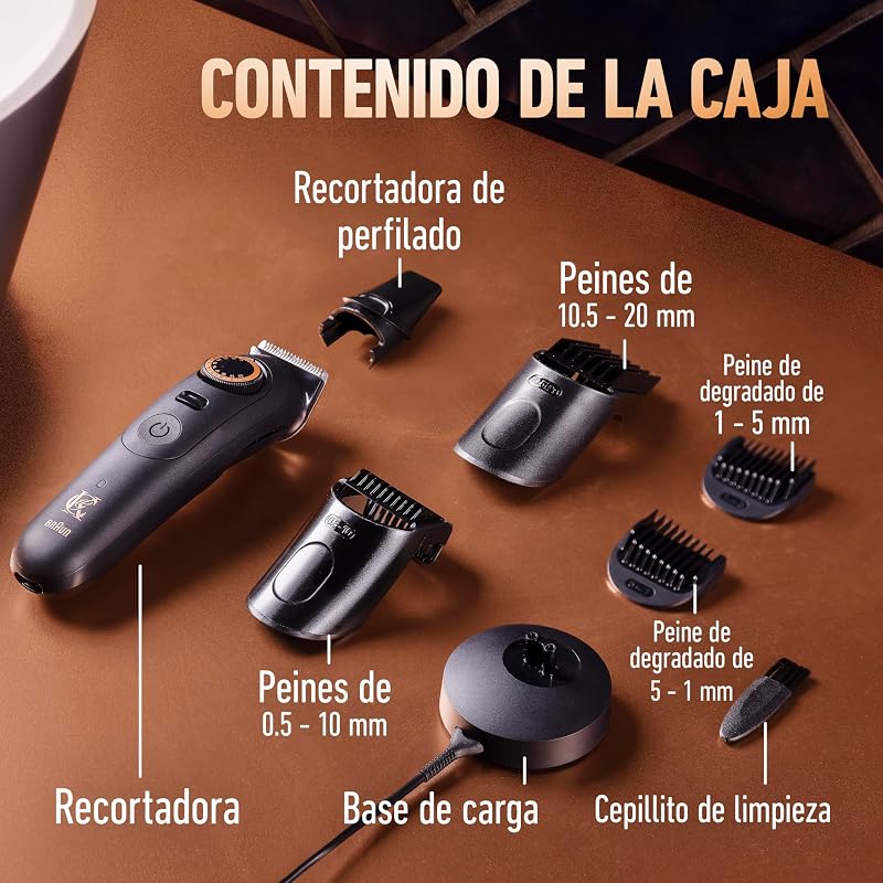Aparador de barba masculino PRO MAX, aparador de cabelo 4 em 1 com 40 comprimentos, 6 acessórios, carregador e caixa, máquina sem fios com lâmina afiada ao longo da vida