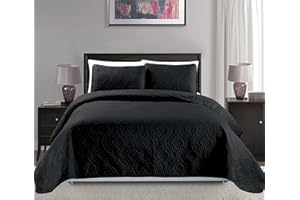 MK HOME Mk Collection Over Size Diamond Bedspread Bed Cover Embossed Solid New #Diamond (Black, King/California King)