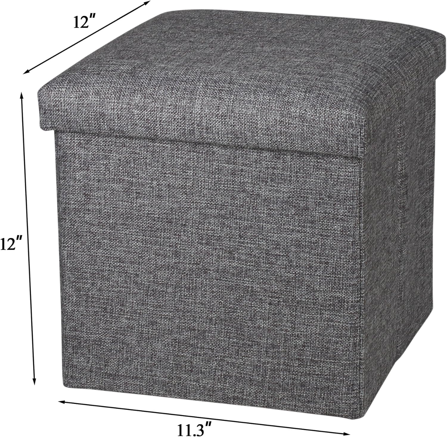 NISUNS OT01 Linen Folding Storage Ottoman Cube Footrest Seat, 12 X 12 X 12 Inches (Linen Gray): Kitchen & Dining