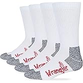 Wrangler Riggs Mens Ultra Dri Cotton Blend Work Boot Socks 4 Pair Pack, White, Large