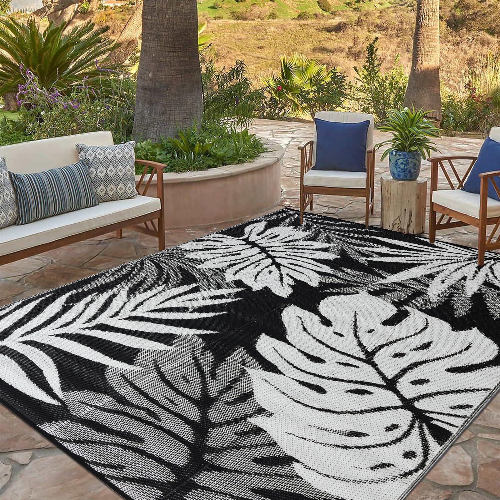 Photo 1 of YONILE Outdoor Rug 8x10 ft Waterproof, Reversible Outdoor Plastic Straw Rug for Patios Clearance, Outdoor Area Rug Carpet RV Mat for Camping Backyard Deck Porch