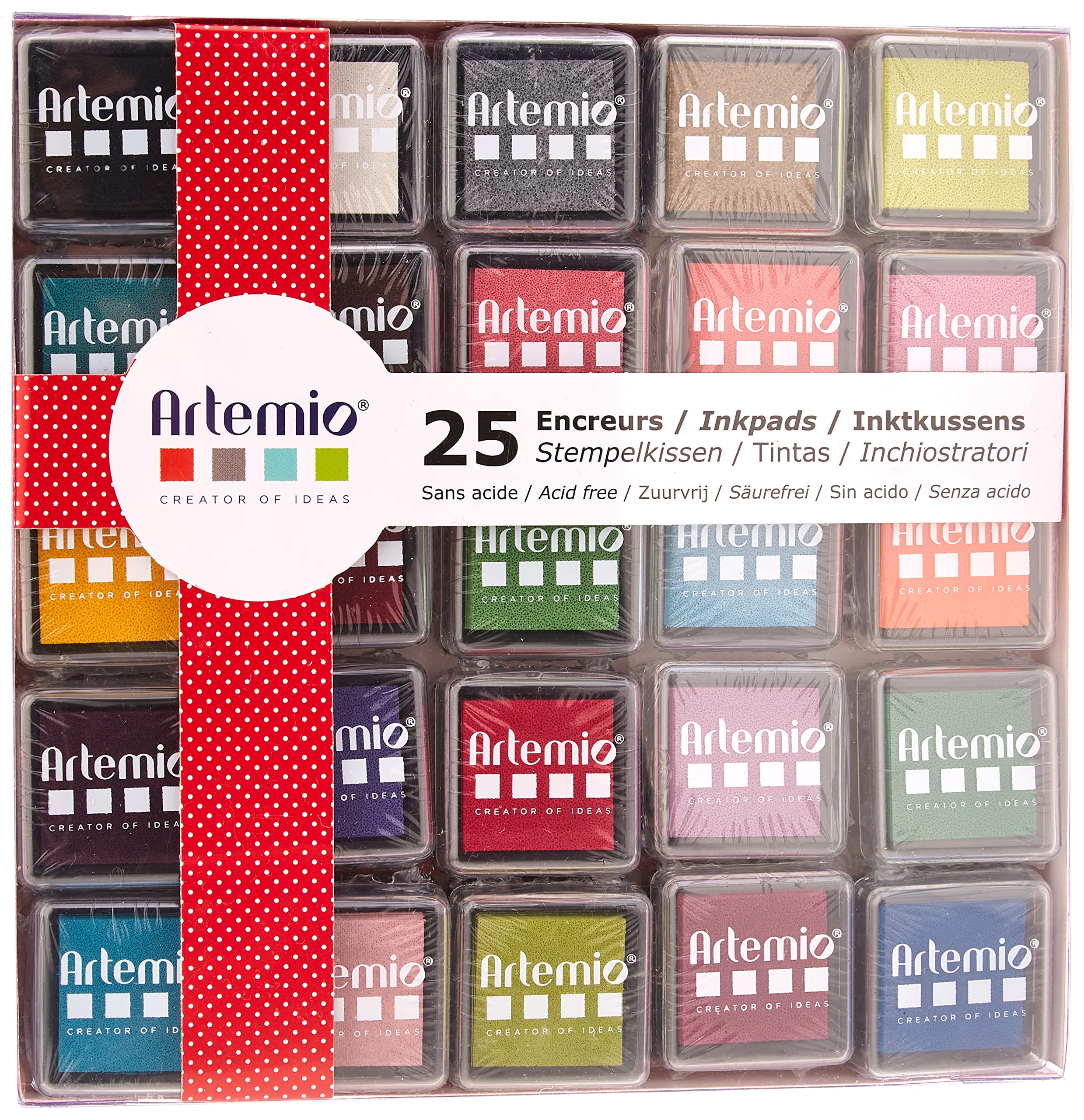 Artemio 10005112 Set of 25 Ink, Multi-Colour, 7.8 x 1.5 x 10.8 cm