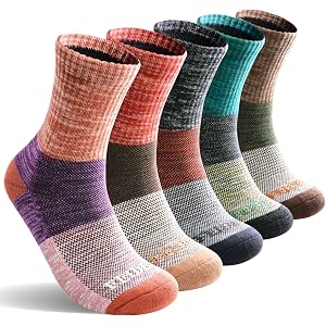 FEIDEER Women's Hiking Walking Socks, Outdoor Recreation Socks Wicking Cushion Crew Socks