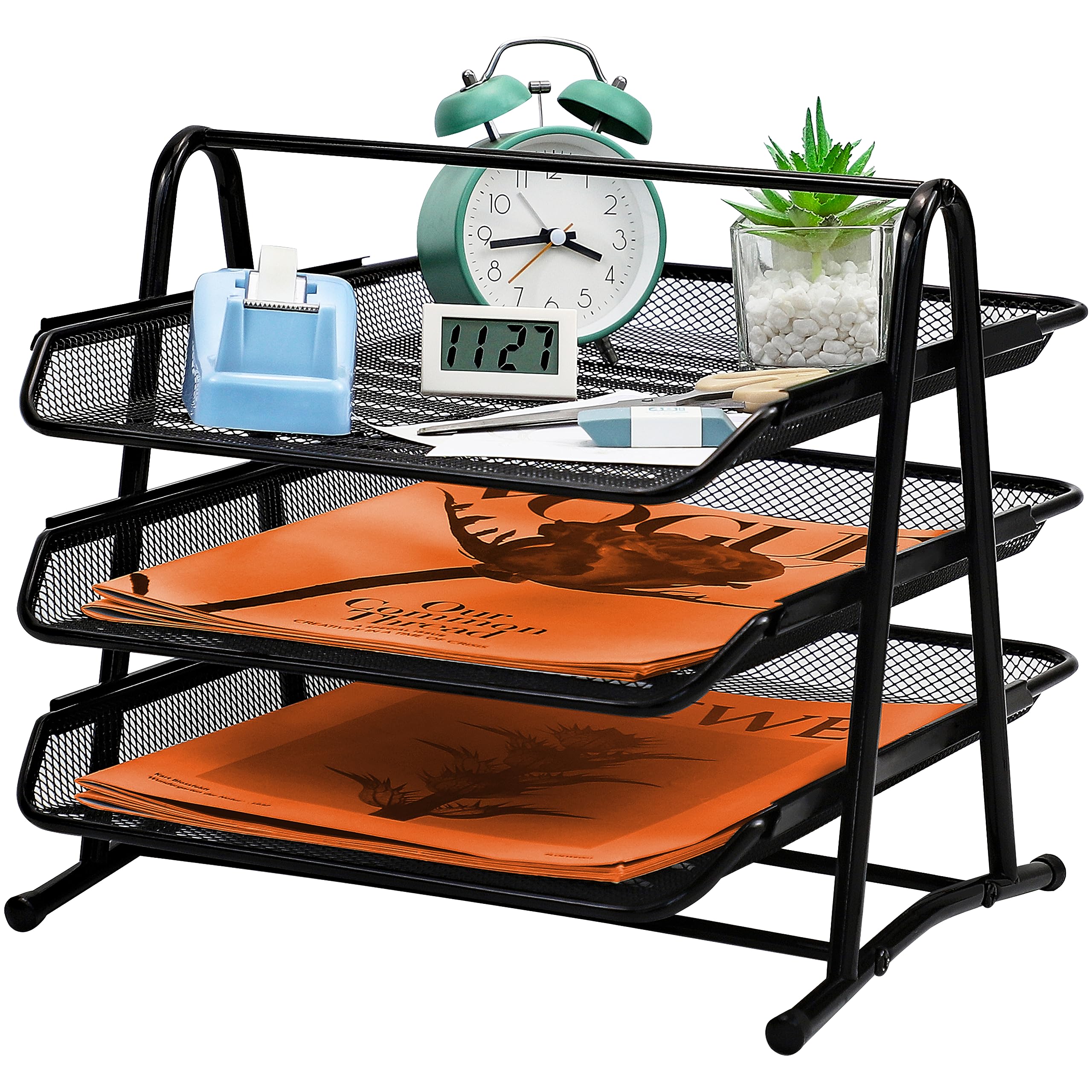 Mesh Desk Organiser 3 Tier stackable letter tray office desk paper organizer file trays 3 tier metal mesh filing trays desk file organizer for Office school