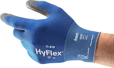 Ansell HyFlex 11-618 Mechanics Gloves PU Coated Safety Touchscreen Blue L