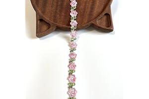 BUYSK 10 Yards Sunflower Ribbon DIY Trims Decorating Lace Trims Flower DIY Ribbon Lace Sewing Embroidery Crafts for Wedding Dress Hair Band Clothes Decoration (Pink)