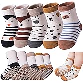 LANLEO Baby Toddler Socks with Grips Baby Toddlers Girls Boys Non Slip Grip Socks with Grippers 6 Months-5 Year Old