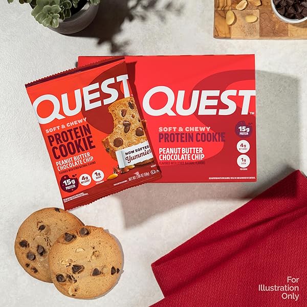 QUEST NUTRITION PEANUT BUTTER CHOCOLATE CHIP HIGH PROTEIN COOKIE, KETO FRIENDLY, LOW CARB, 24.5 OZ, 12 COUNT (PACK OF 1)