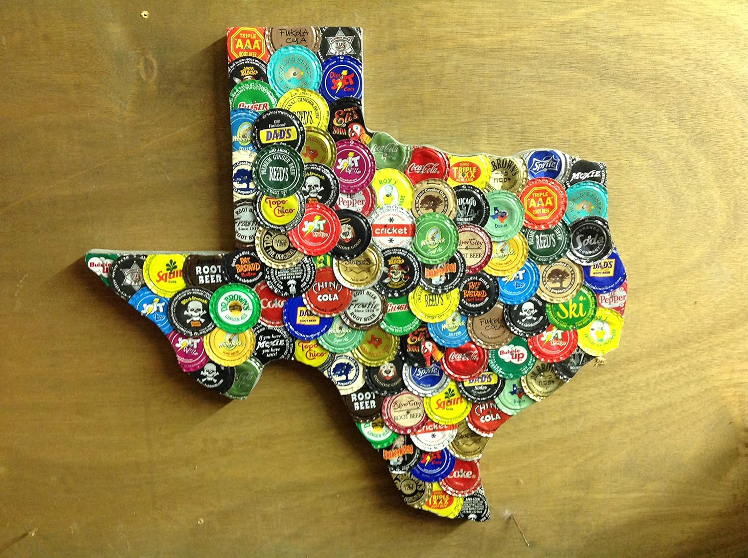 Amazon Com Multiple Soda Bottle Caps On Texas Outline Game Which Cap Has Only One 15 By 16 Inches 2 Now On Sale 25 Off Handmade
