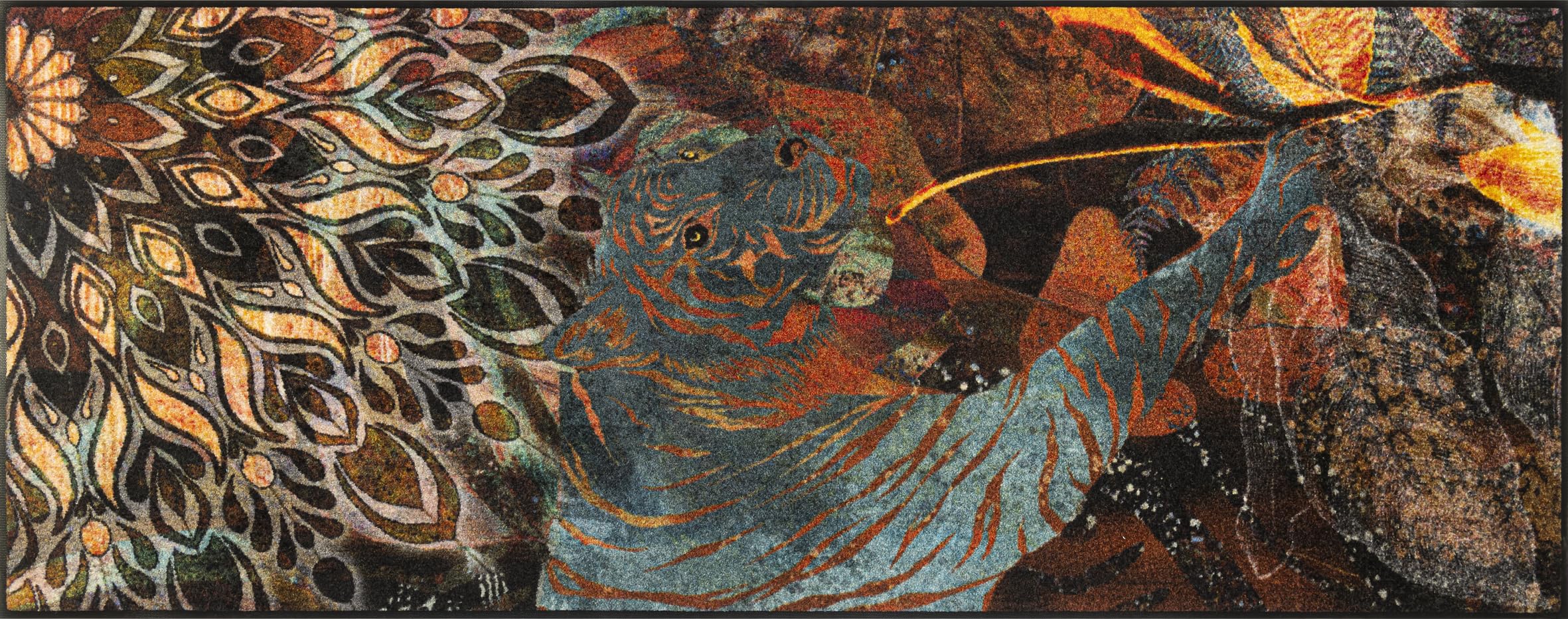 Wash+Dry Jungle Dance Doormat, 75 x 190 cm, Washable for Indoor and Outdoor Use, Colourful