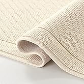 Arkwright 100% Cotton Bathroom Rug - High Absorbent Stylish Textured Woven Design Bath Mat, Slip Resistant Backing for Shower and Bathtub Floor, 20x32 in - Beige