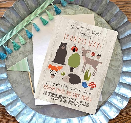 Amazon Com Woodland Baby Shower Invitations With Envelopes Boy Amazon Com Woodland Baby Shower Invitations With Envelopes Boy