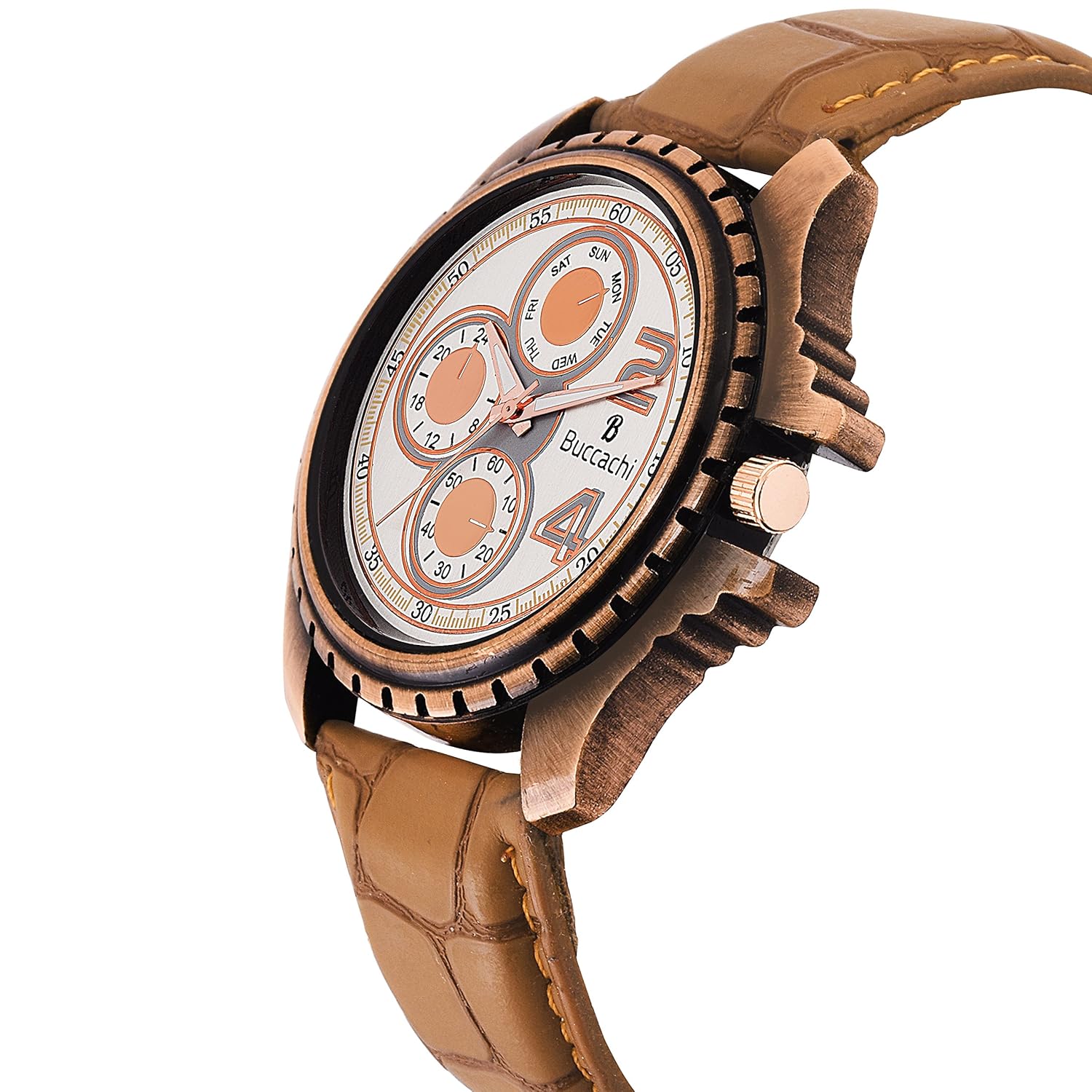 buccachi analogue white dial mens watch b-g5002-wt-br