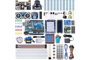 Miuzei Starter Kit Compatible with Arduino Projects with Microcontroller, LCD1602 Module, Breadboard, Power Supply, Servo, Sensors, Jumper Wires, LEDs, Detailed Tutorial MA13