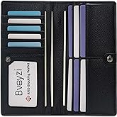 Bveyzi Ultra Slim Thin Leather RFID Blocking Credit Card Holder Bifold Clutch Wallets for Women
