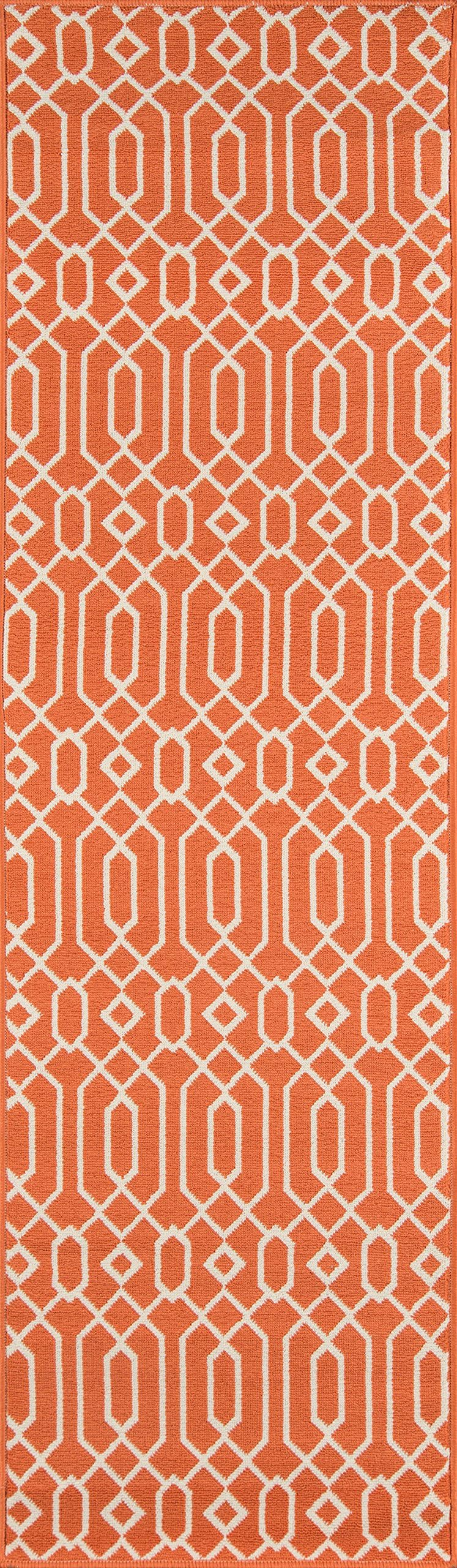 Momeni Rugs , Baja Collection Contemporary Indoor & Outdoor Area Rug, Easy to Clean, UV protected & Fade Resistant, 2'3" x 7'6" Runner, Orange