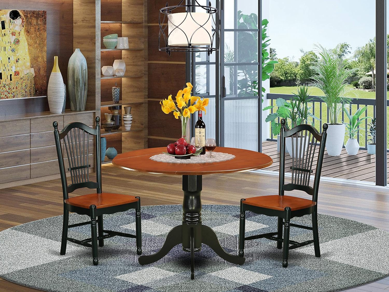 Amazon.com: 3 PC Dublin kitchen table set-Dining table and 2 wood seat