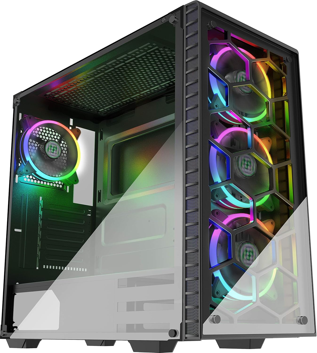 MUSETEX ATX MidTower Chassis Gaming PC Case 4 RGB Fans PreInstalled